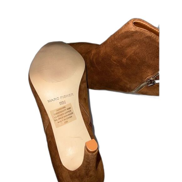 Marc Fisher Zipper Brown Suede Peeptoe Booties Size 9.5 NWOT - Picture 5 of 7